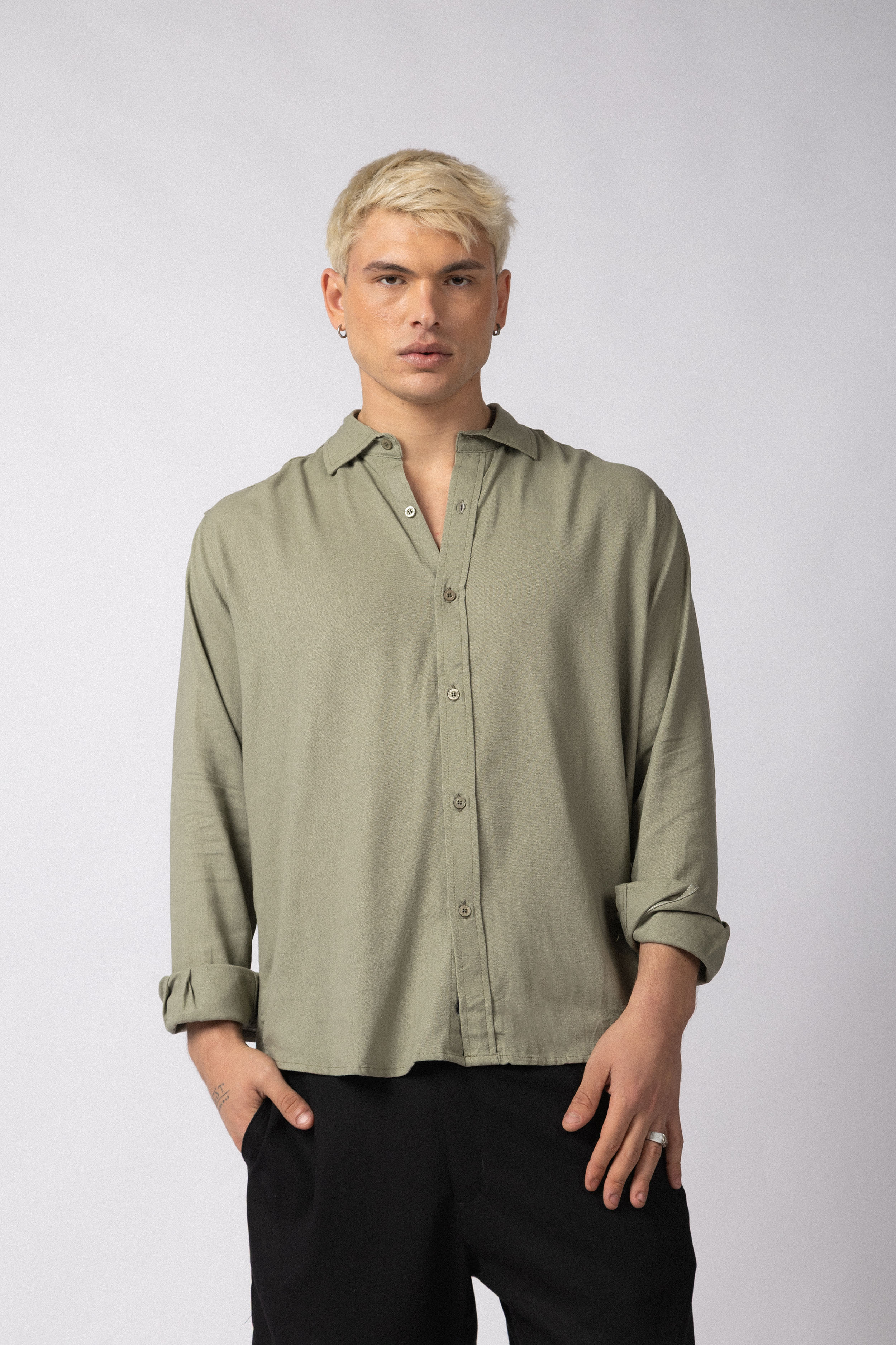 Camisa Manga Larga Lino Raze Militar