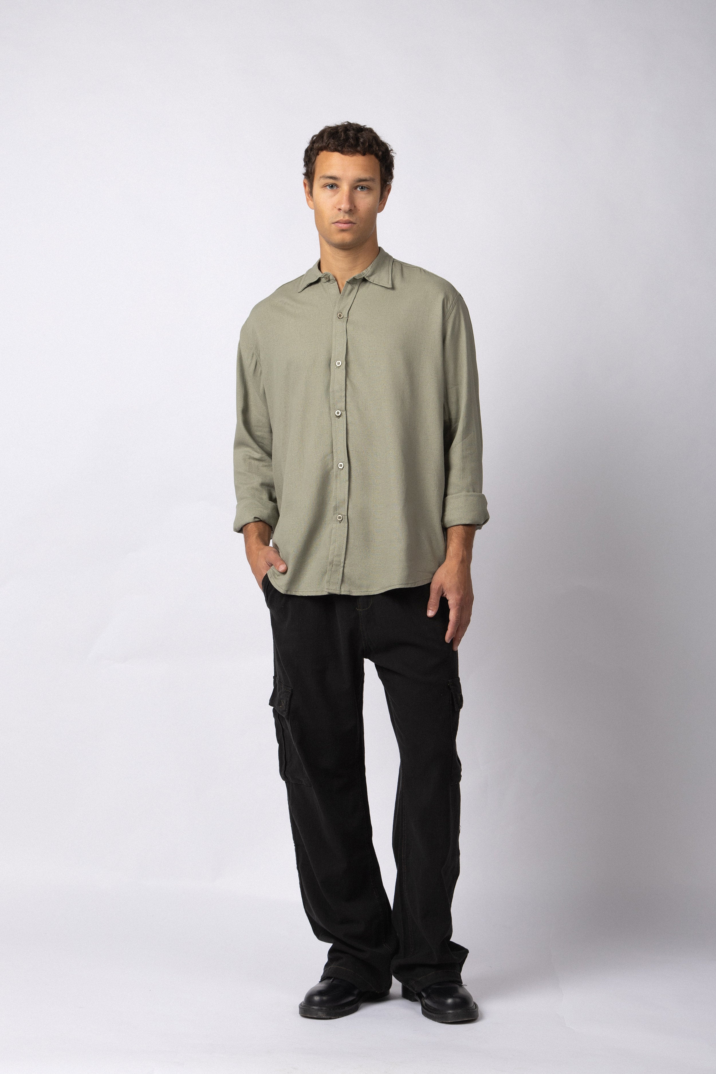 Camisa Manga Larga Lino Raze Militar