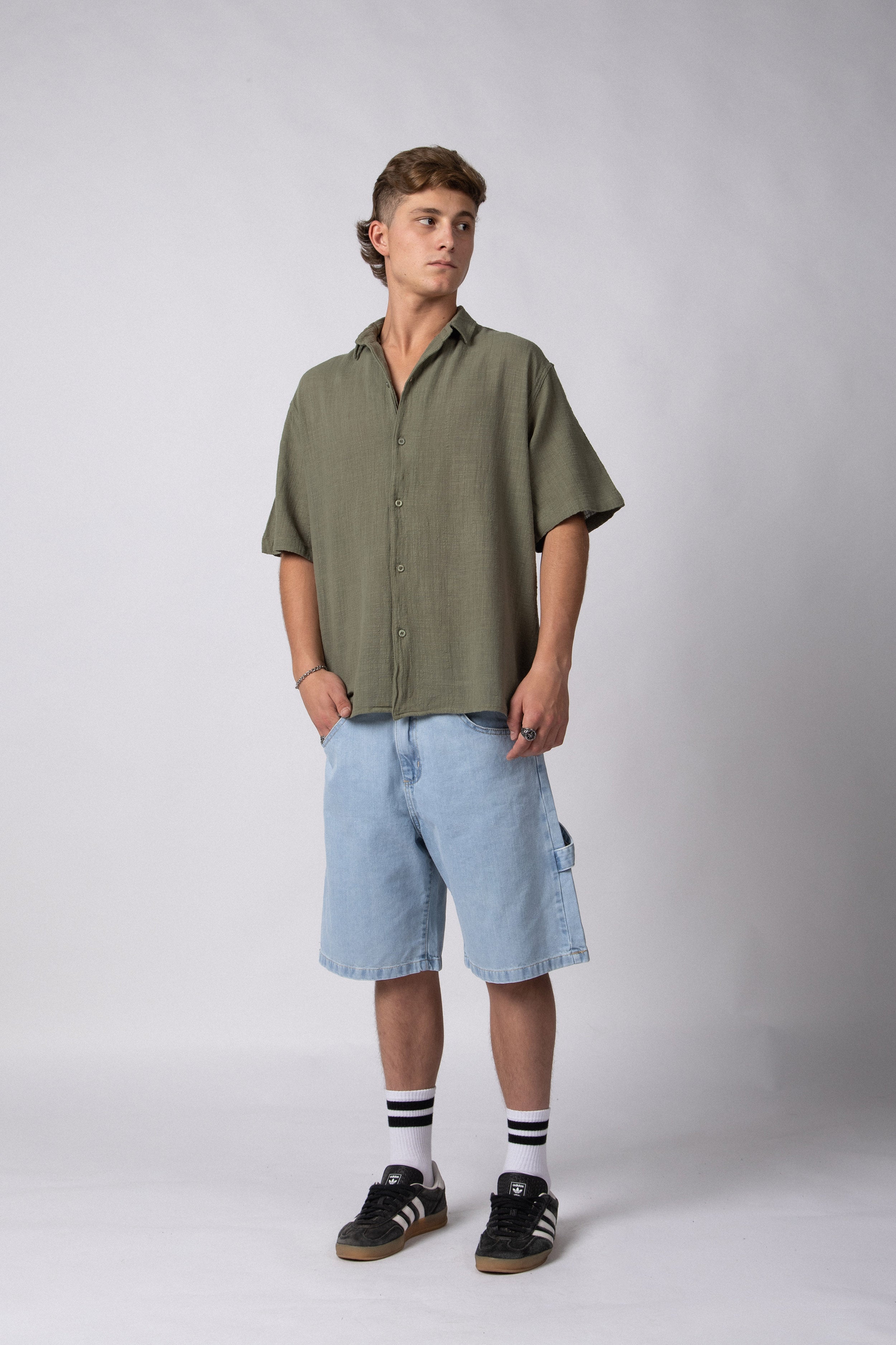 Camisa Manga Corta Lino Kara Militar