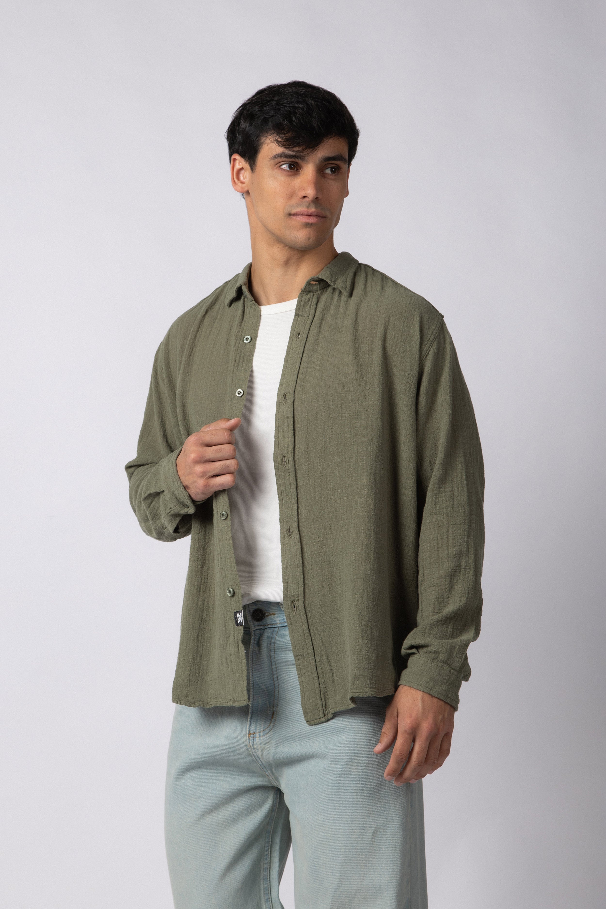 Camisa Manga Larga Lino Zen Militar