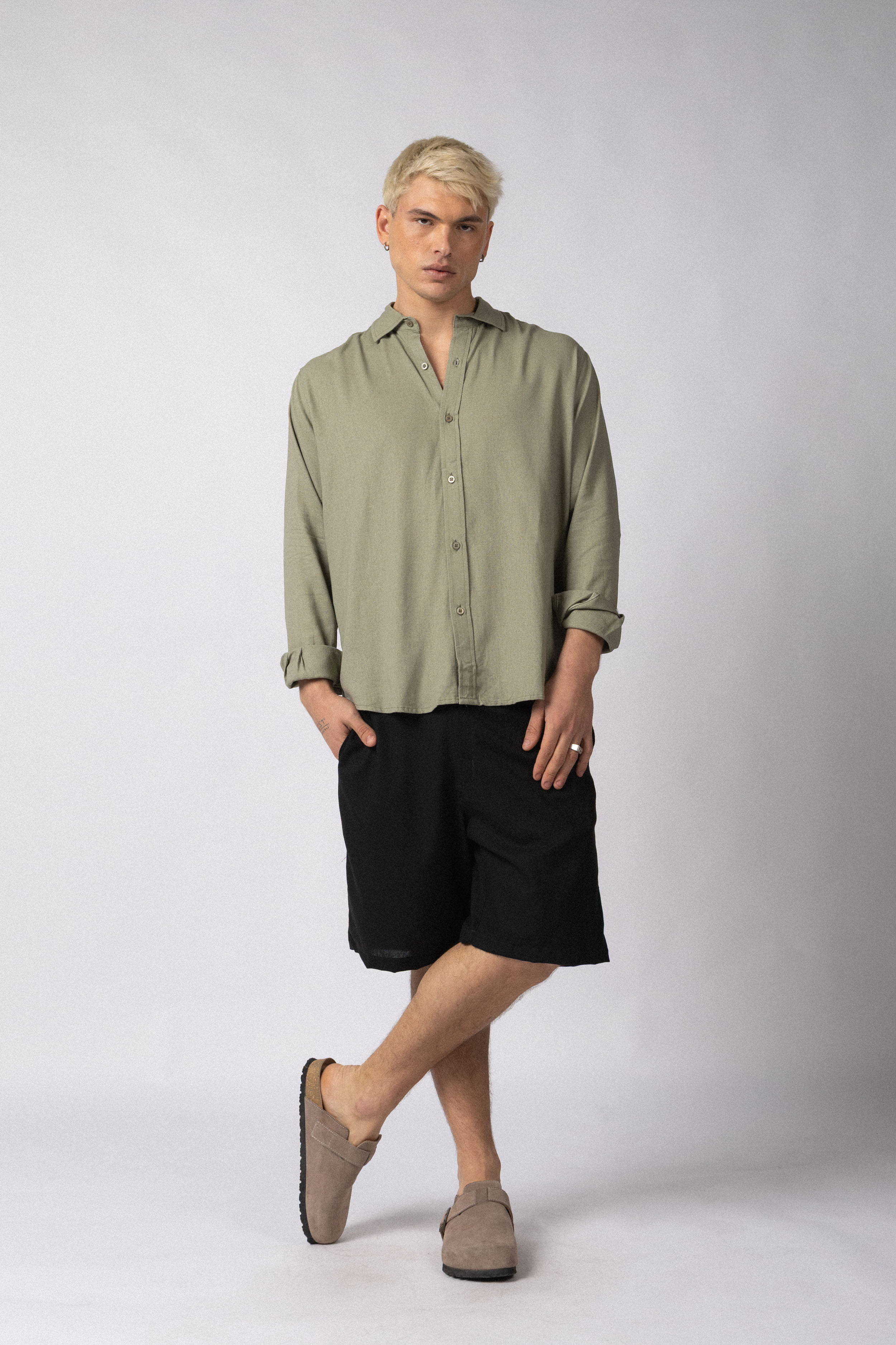 Camisa Manga Larga Lino Raze Militar