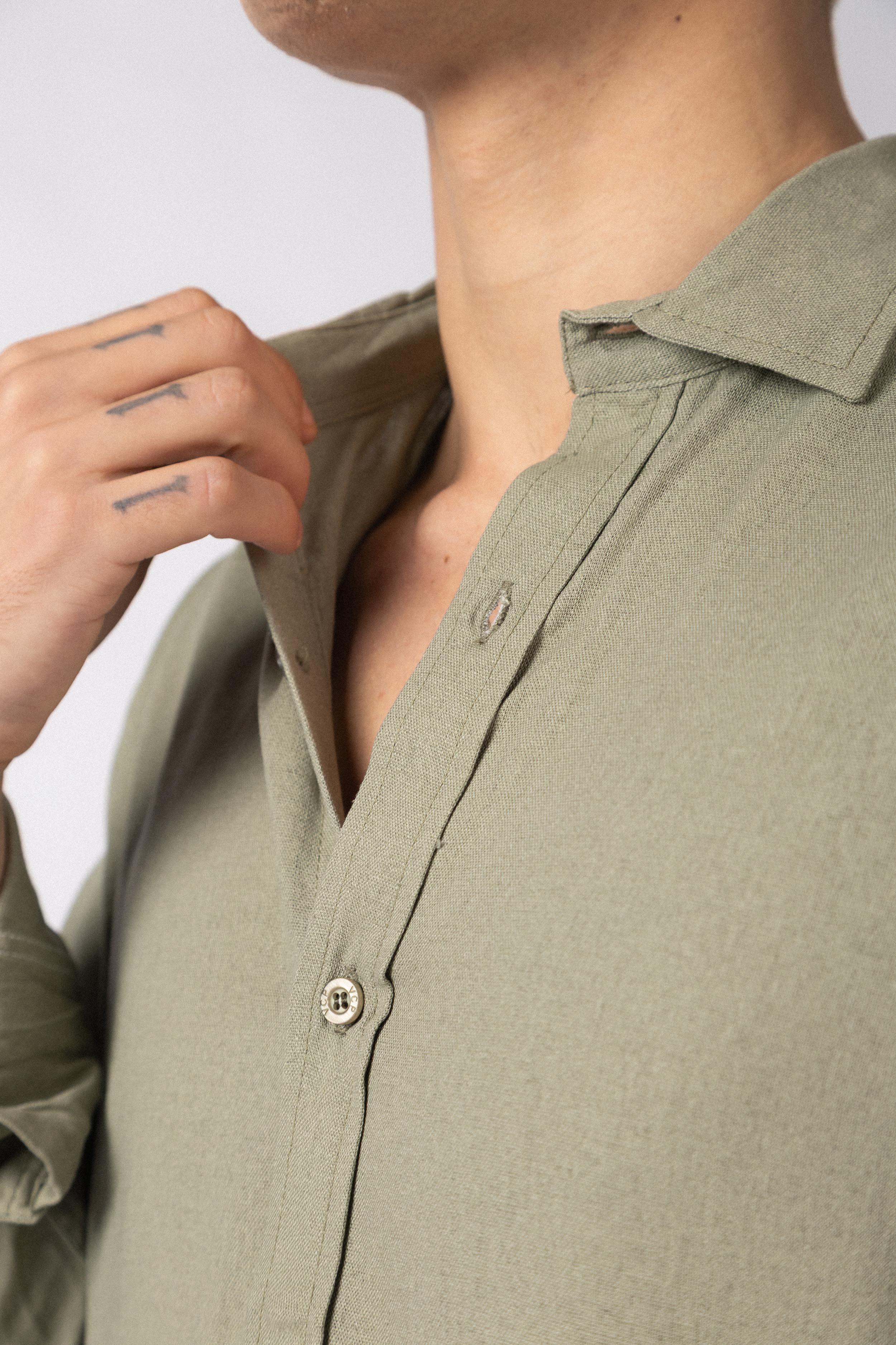 Camisa Manga Larga Lino Raze Militar
