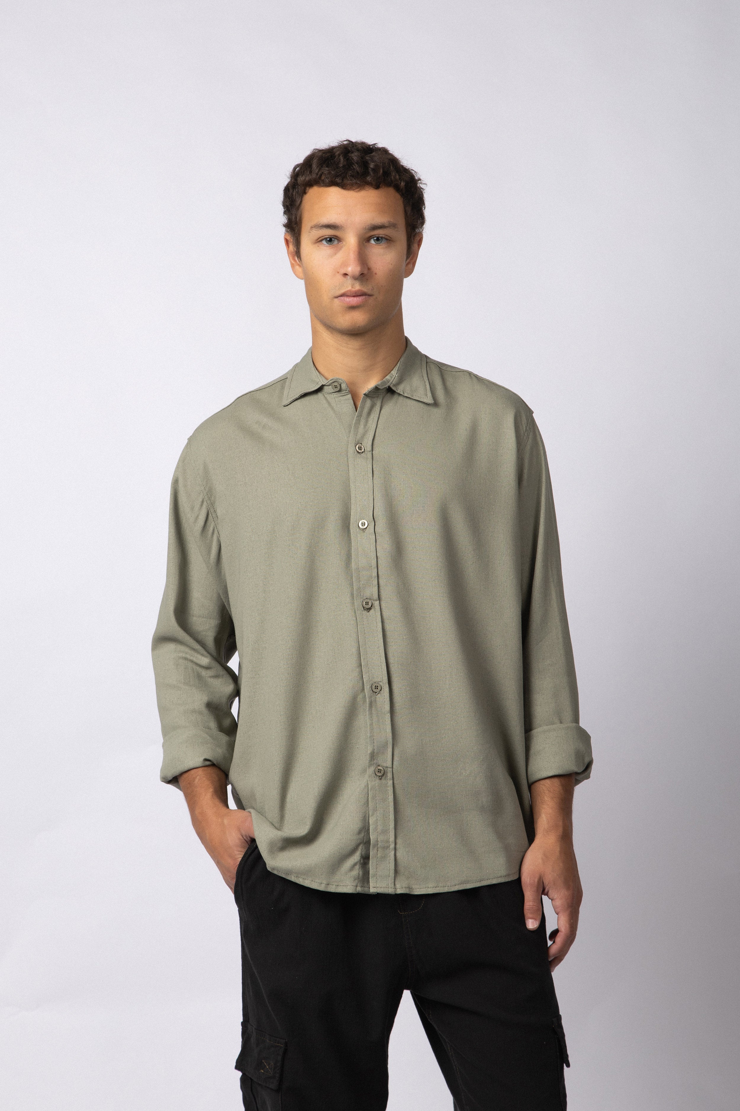 Camisa Manga Larga Lino Raze Militar