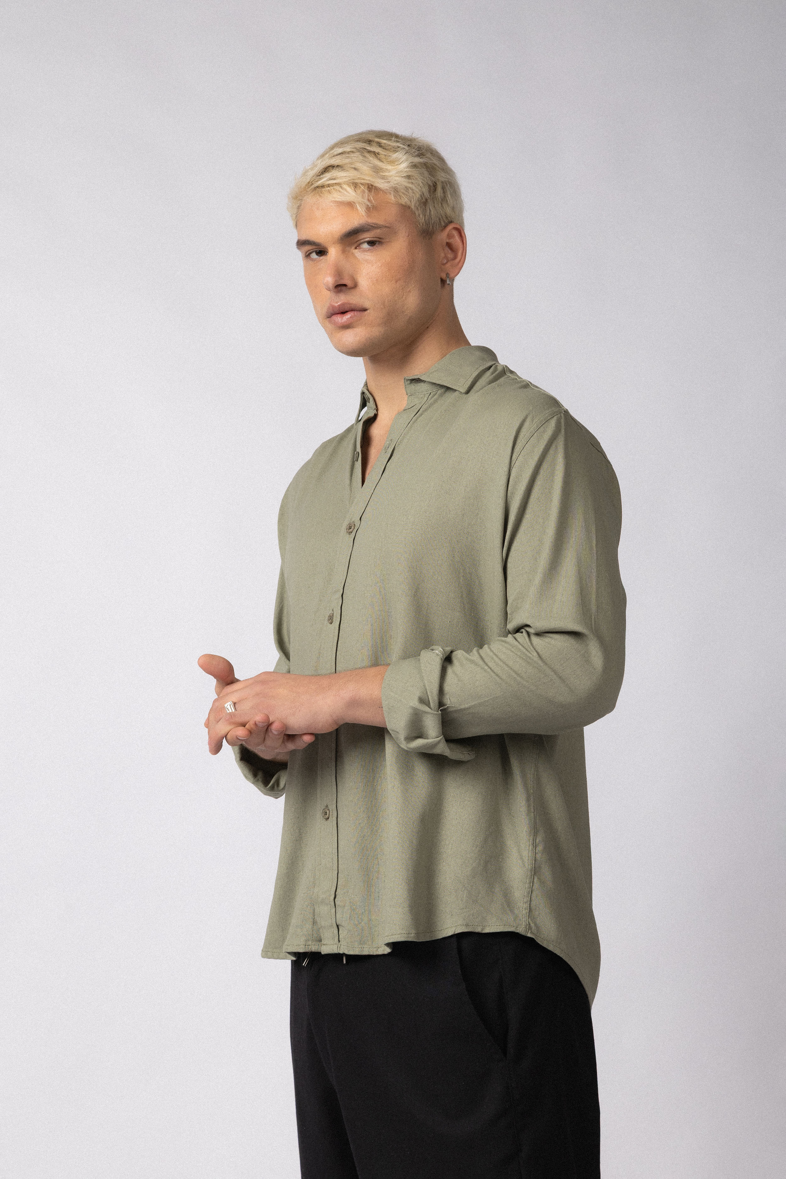 Camisa Manga Larga Lino Raze Militar