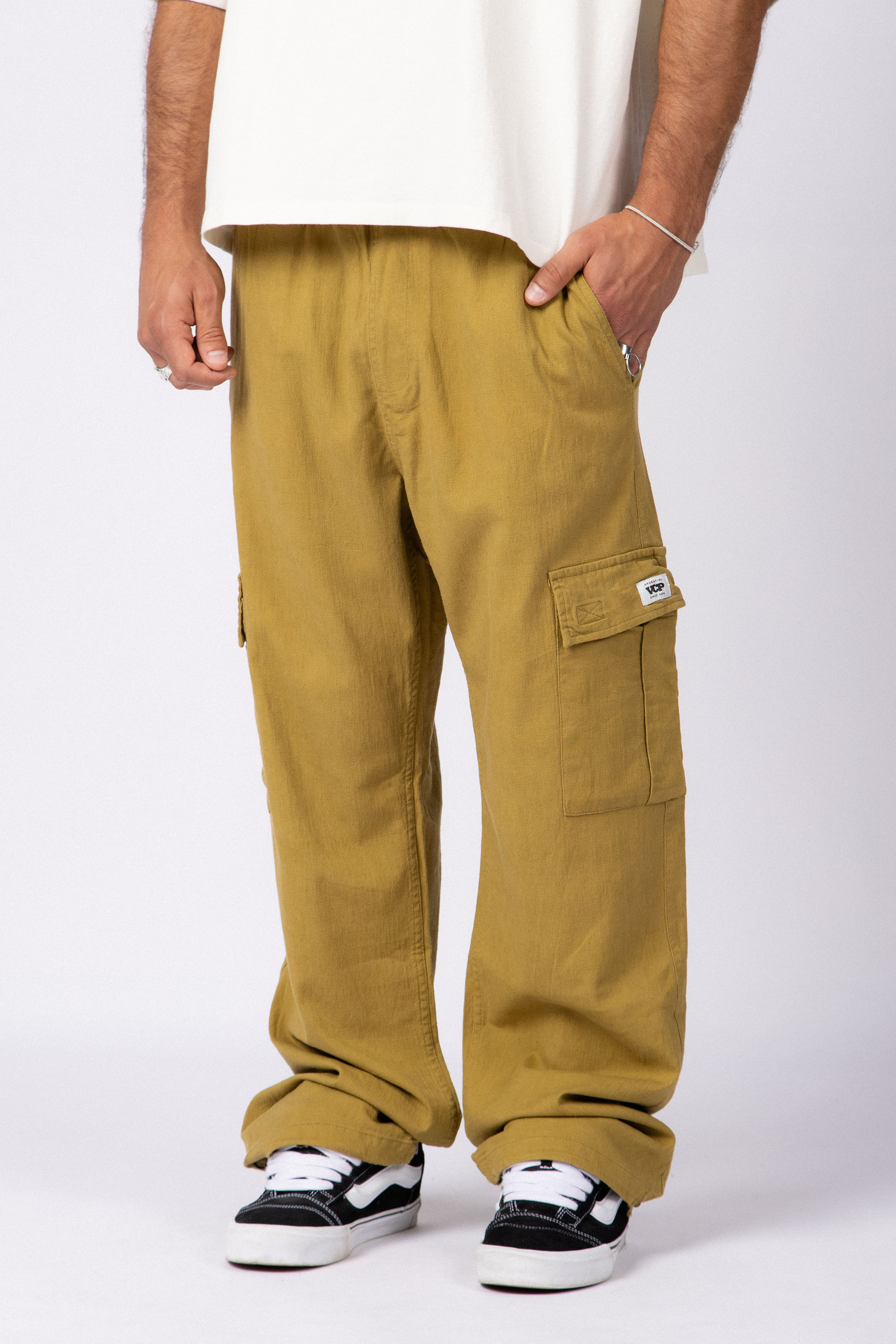 Pantalon Cargo Lino Taro Militar