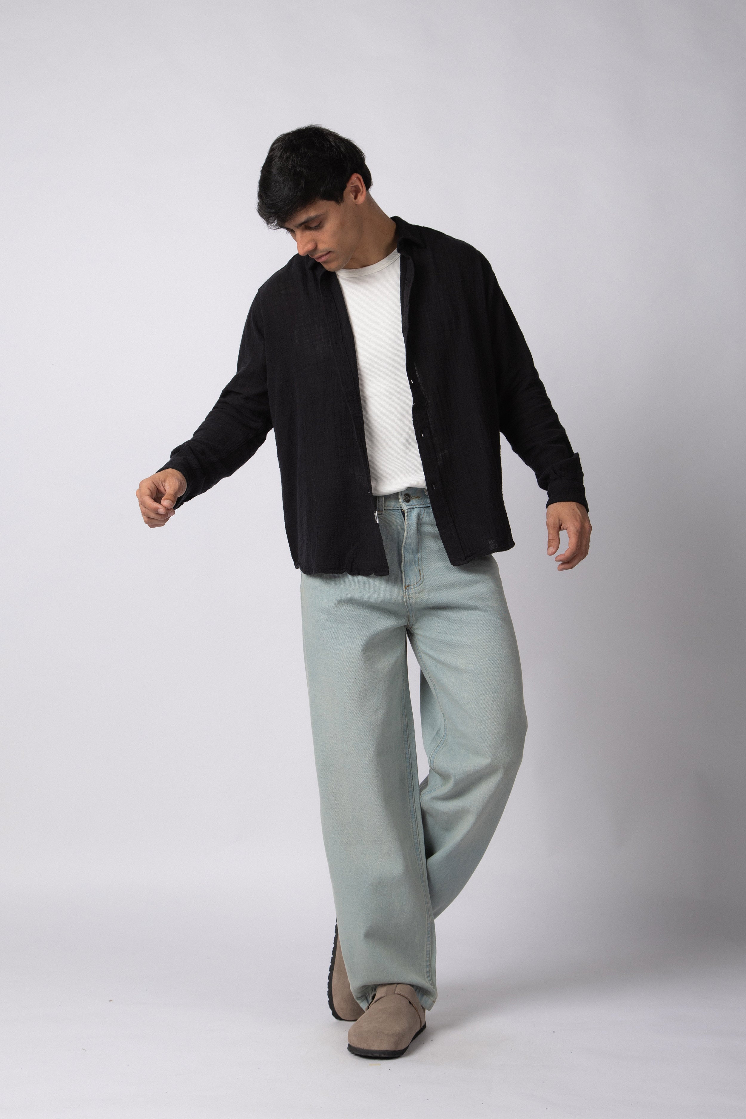 Camisa Manga Larga Lino Zen Negra