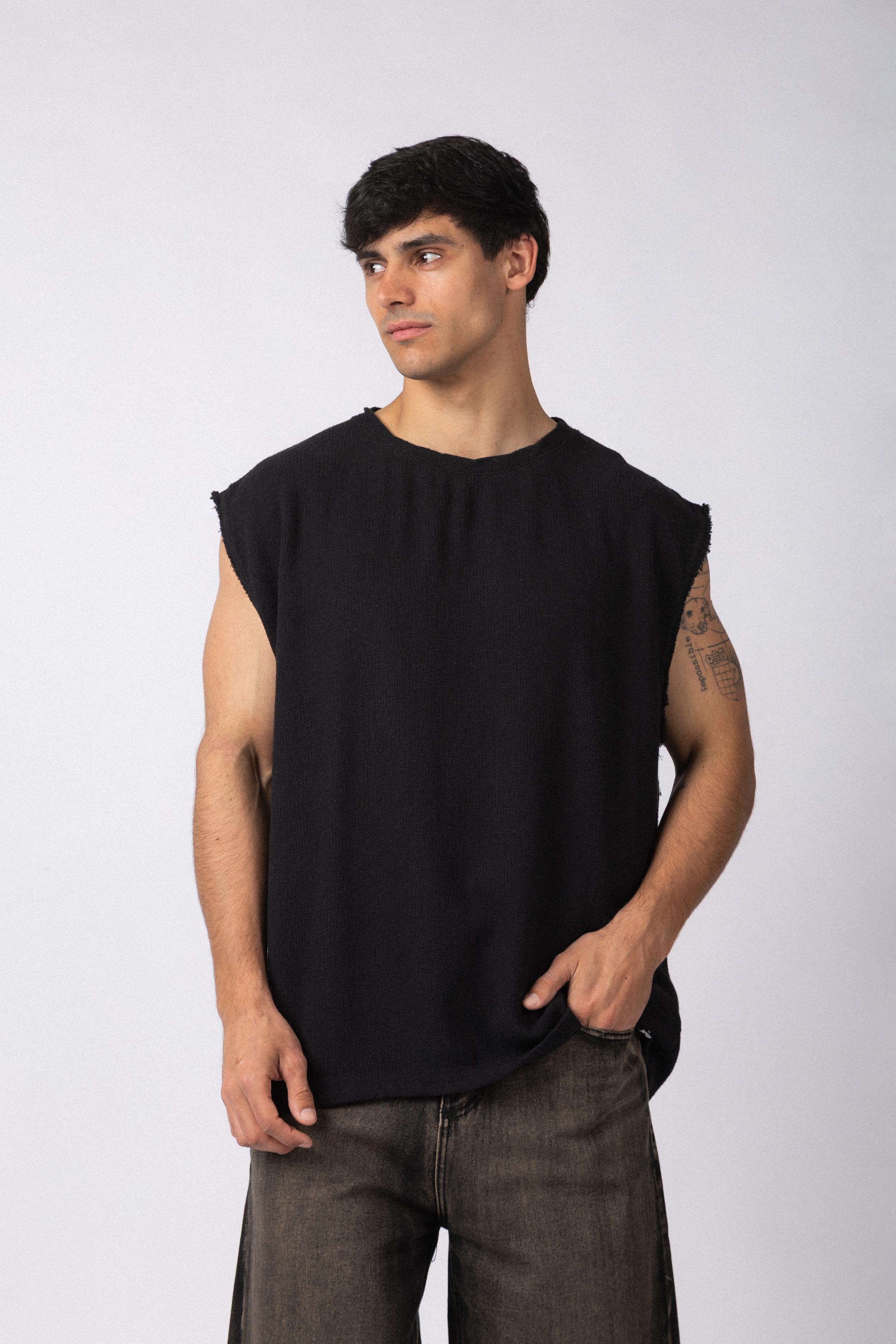 Musculosa Sudadera Tejida Dandy Negra