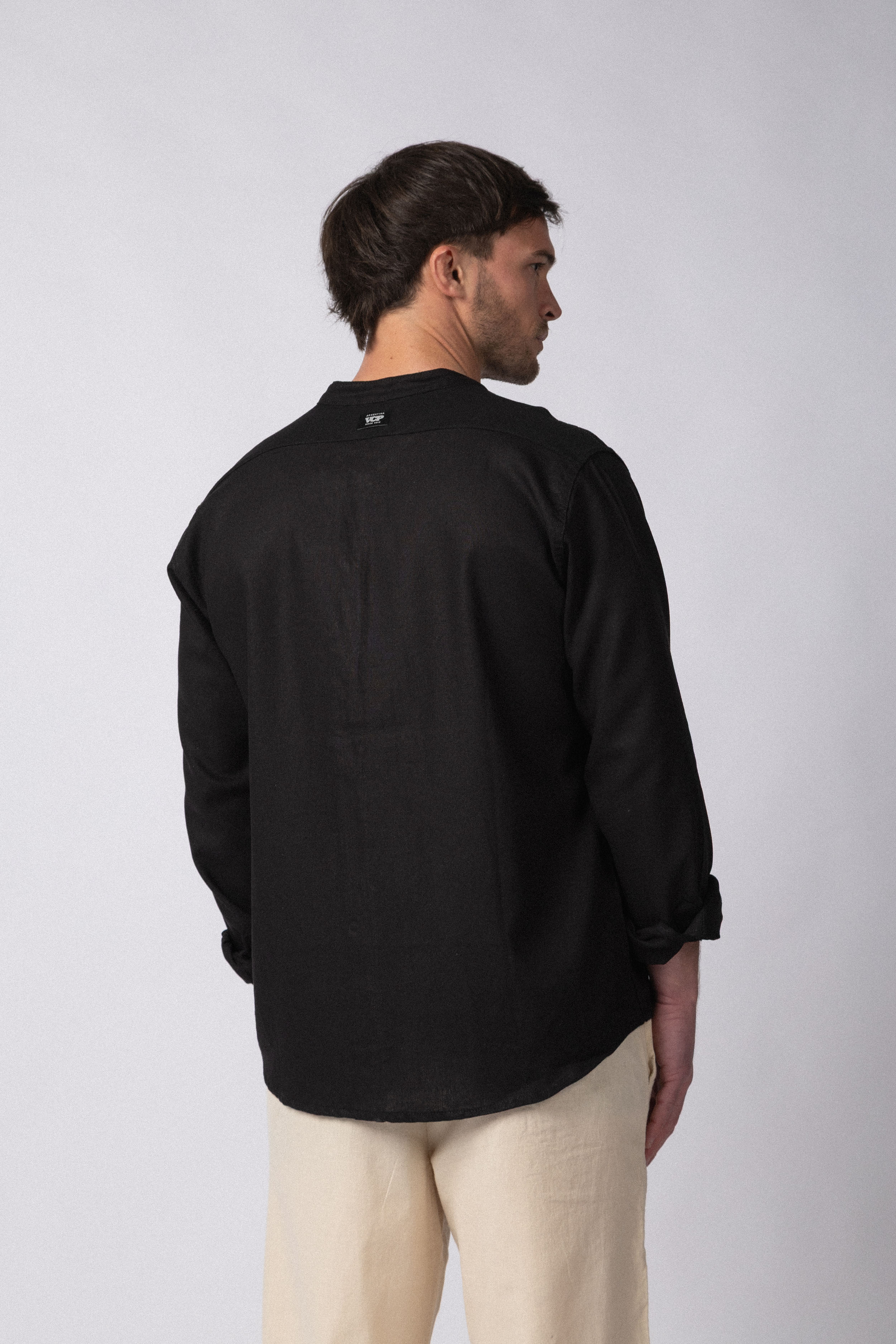 Camisa Manga Larga Mao Lino Deko Negra