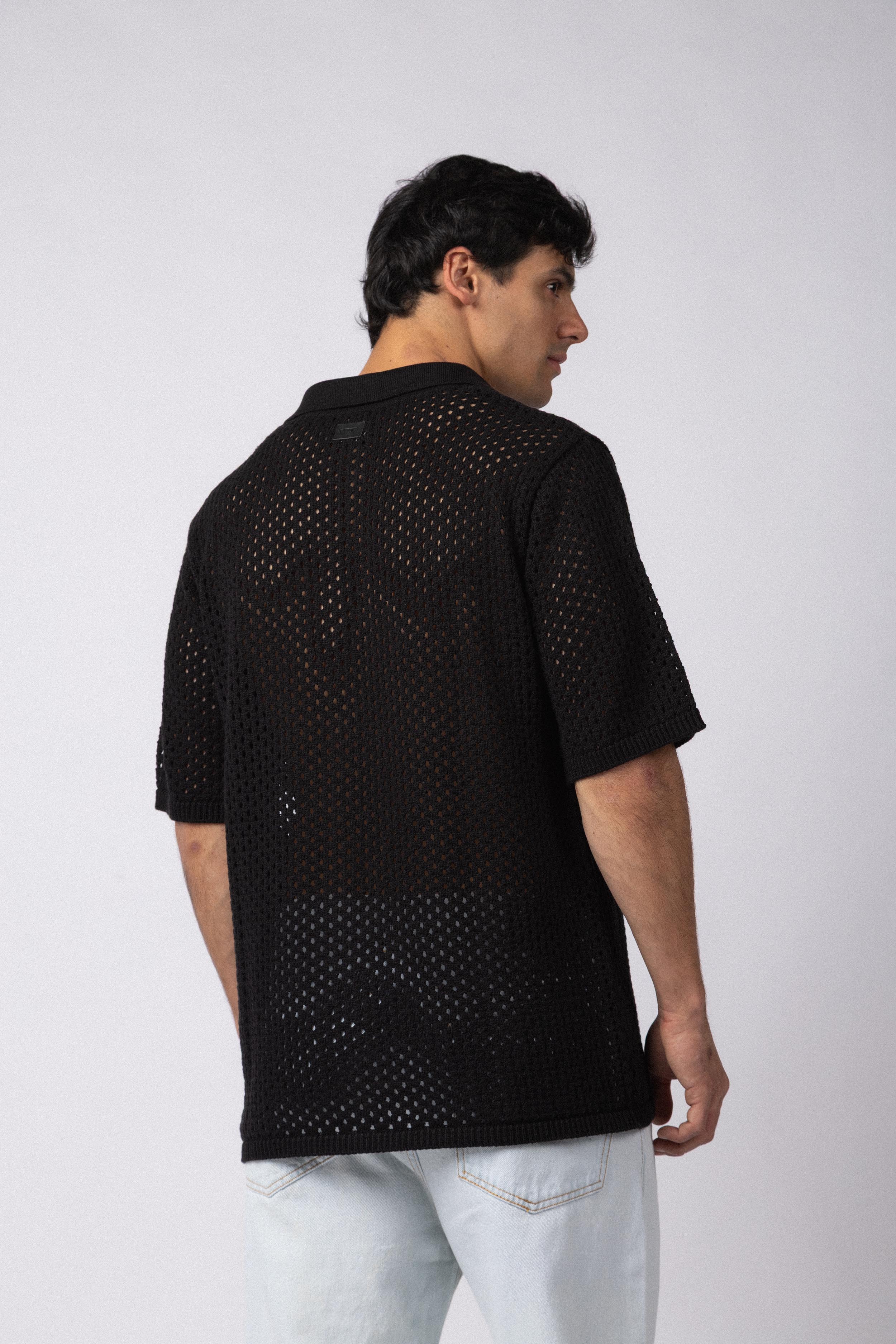 Camisa Manga Corta Tejida Lumen Negra