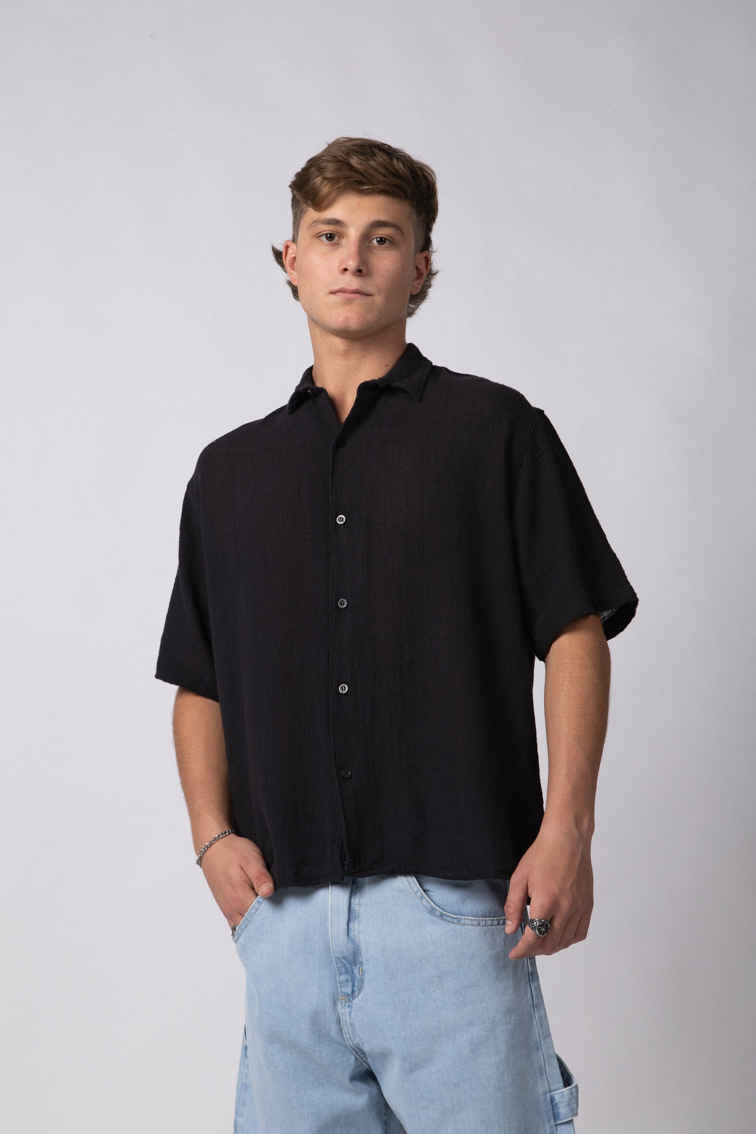 Camisa Manga Corta Lino Kara Negra