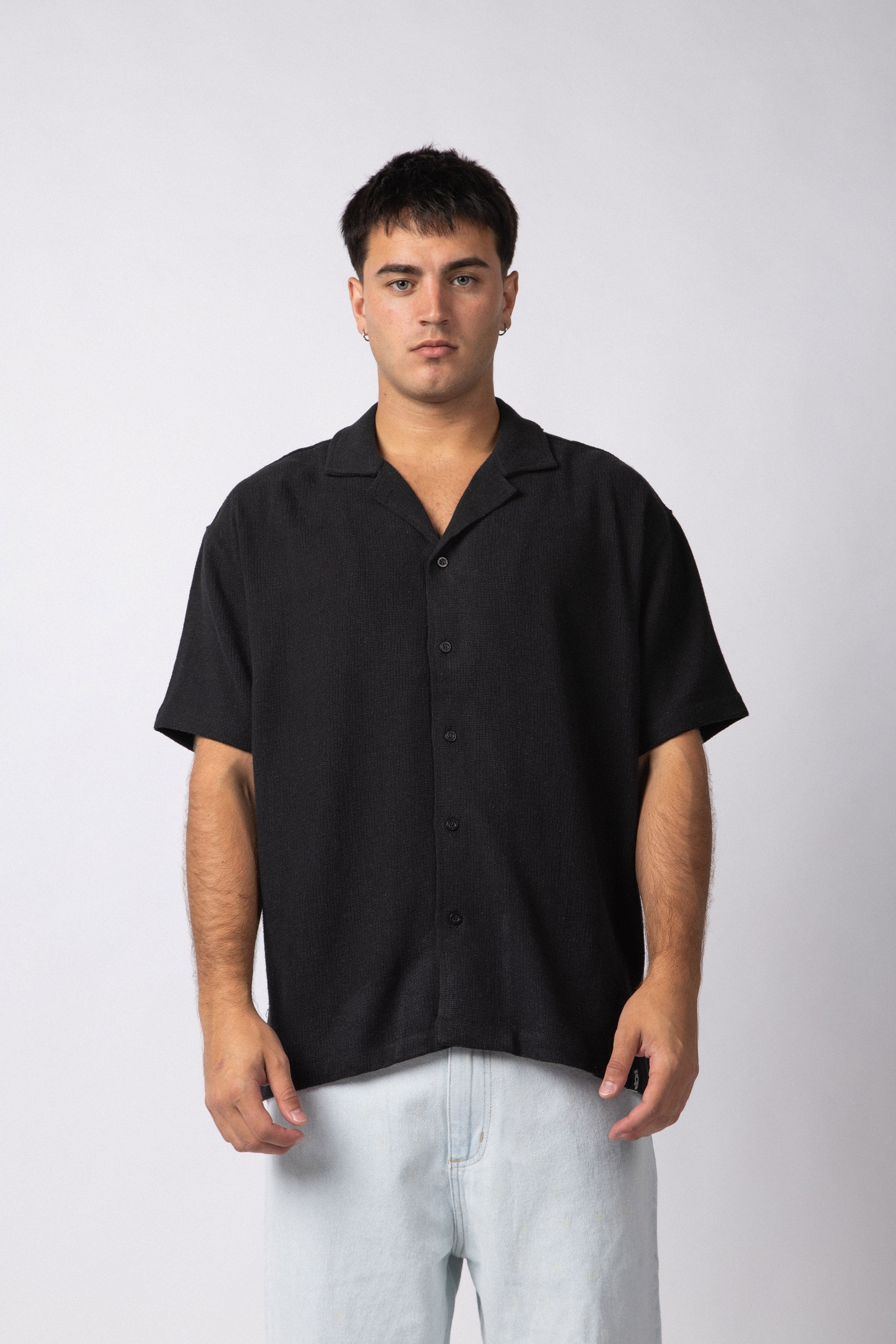 Camisa Manga Corta Lino Mont Negra