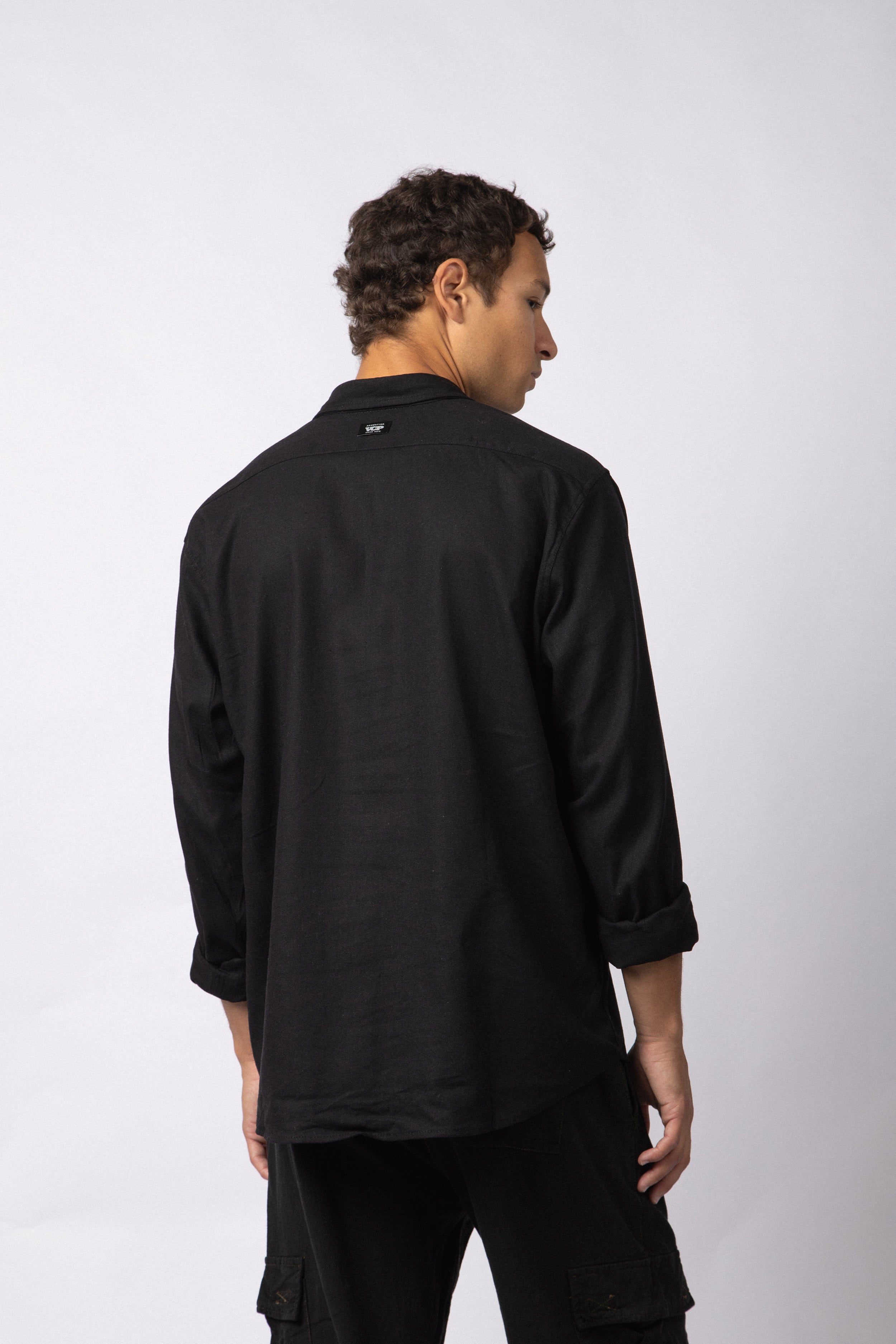 Camisa Manga Larga Lino Raze Negra