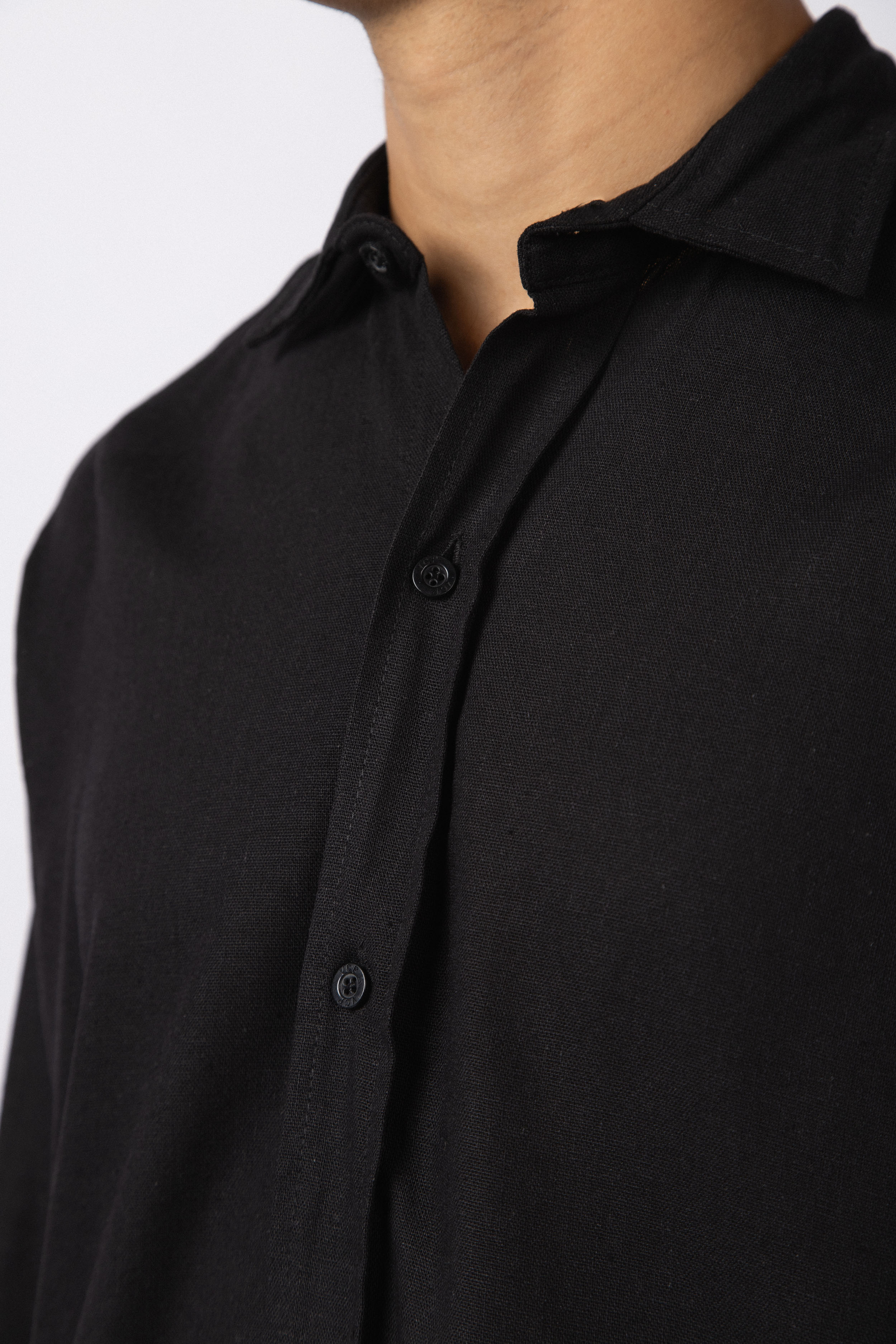 Camisa Manga Larga Lino Raze Negra