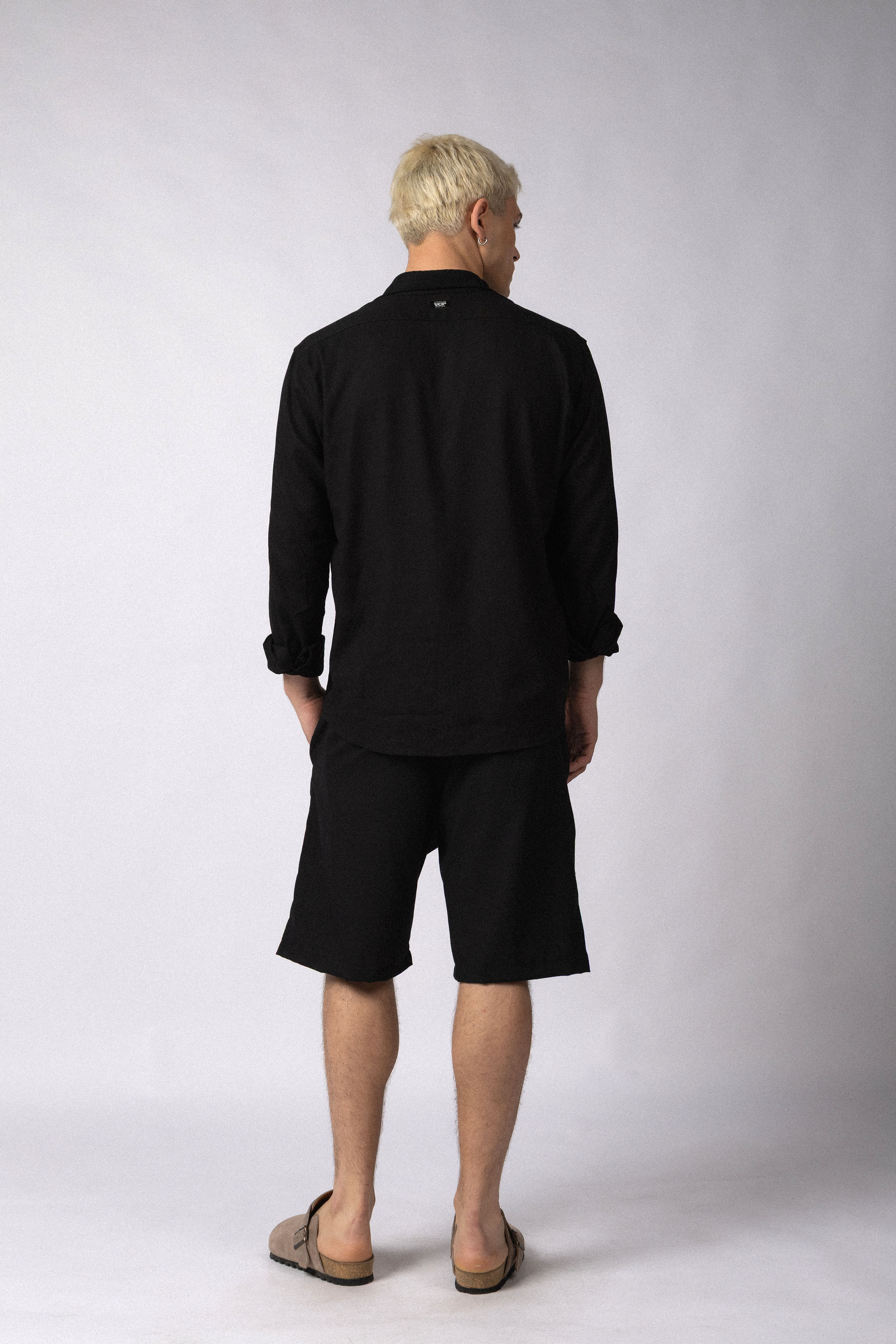 Camisa Manga Larga Lino Raze Negra
