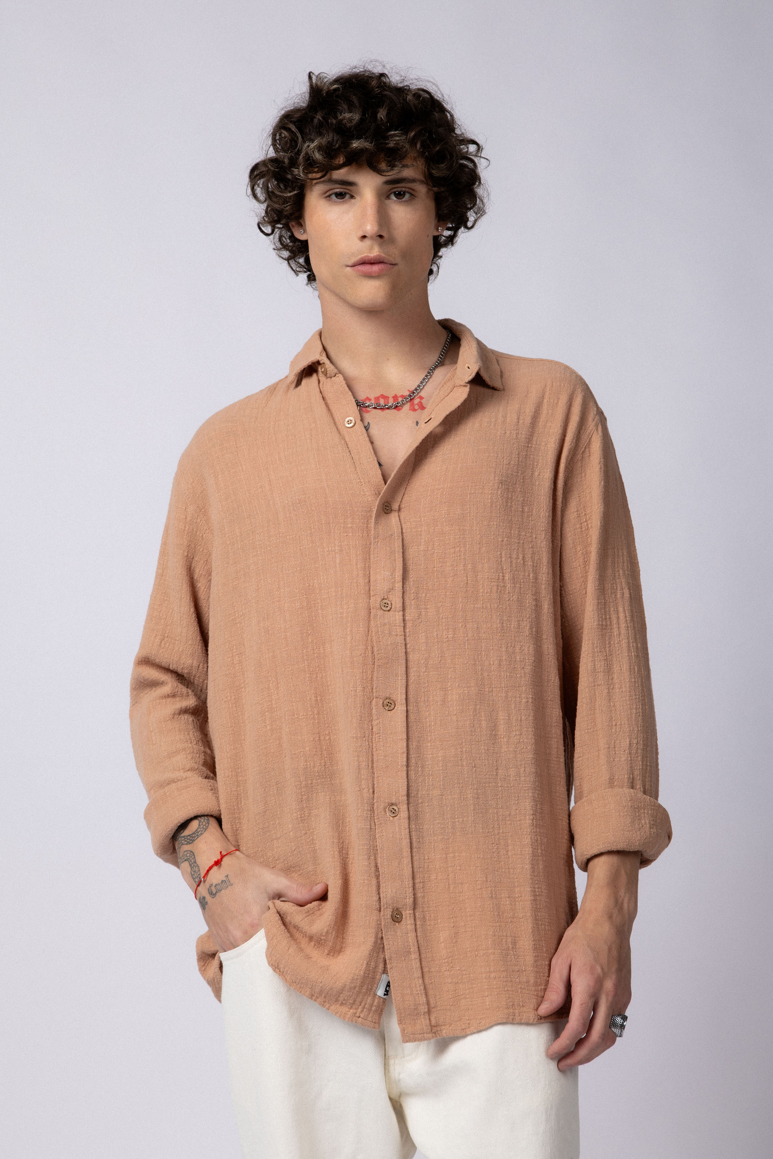 Camisa Manga Larga Lino Febo Nude