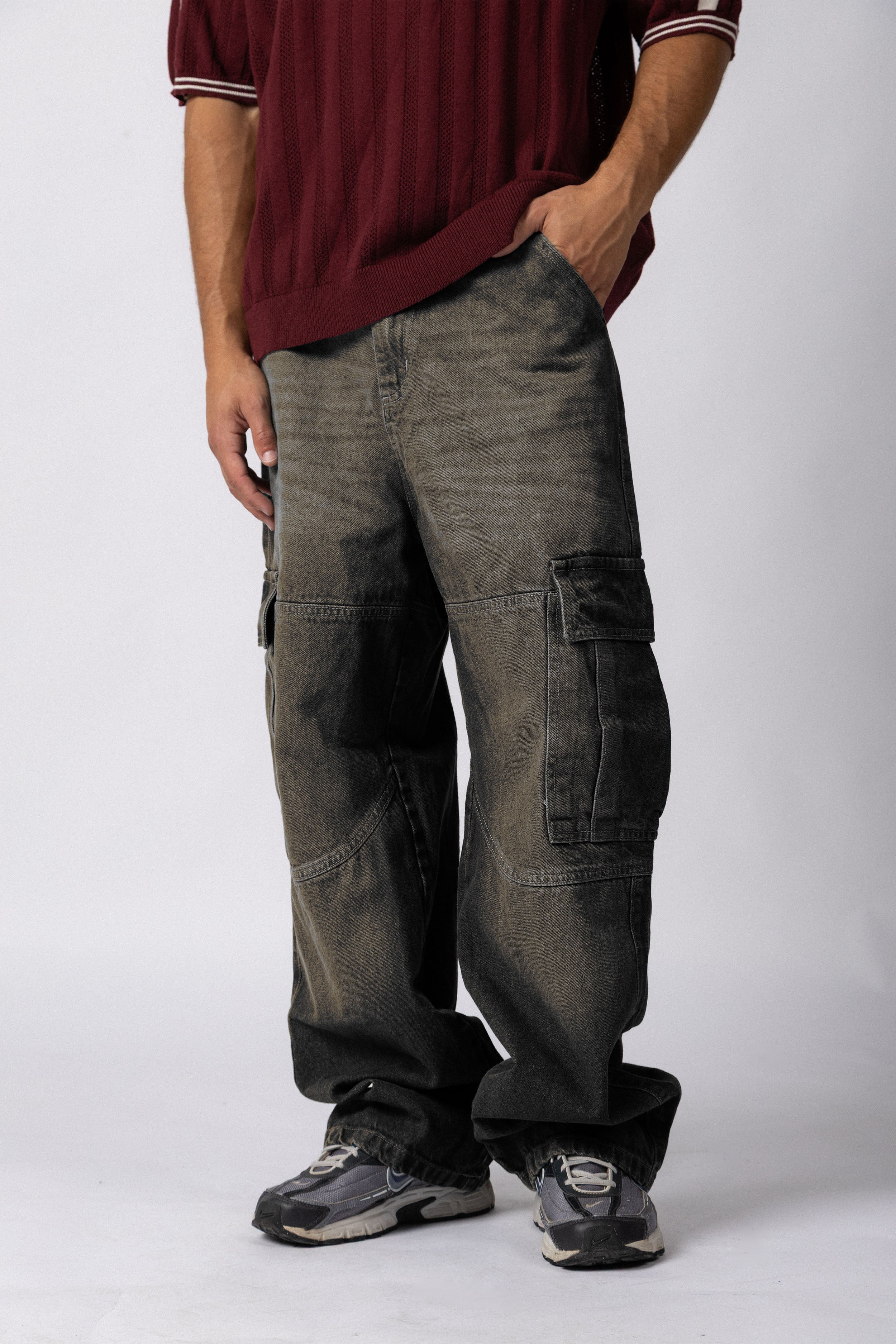 Jean Baggy Cargo Raw Oxid Black