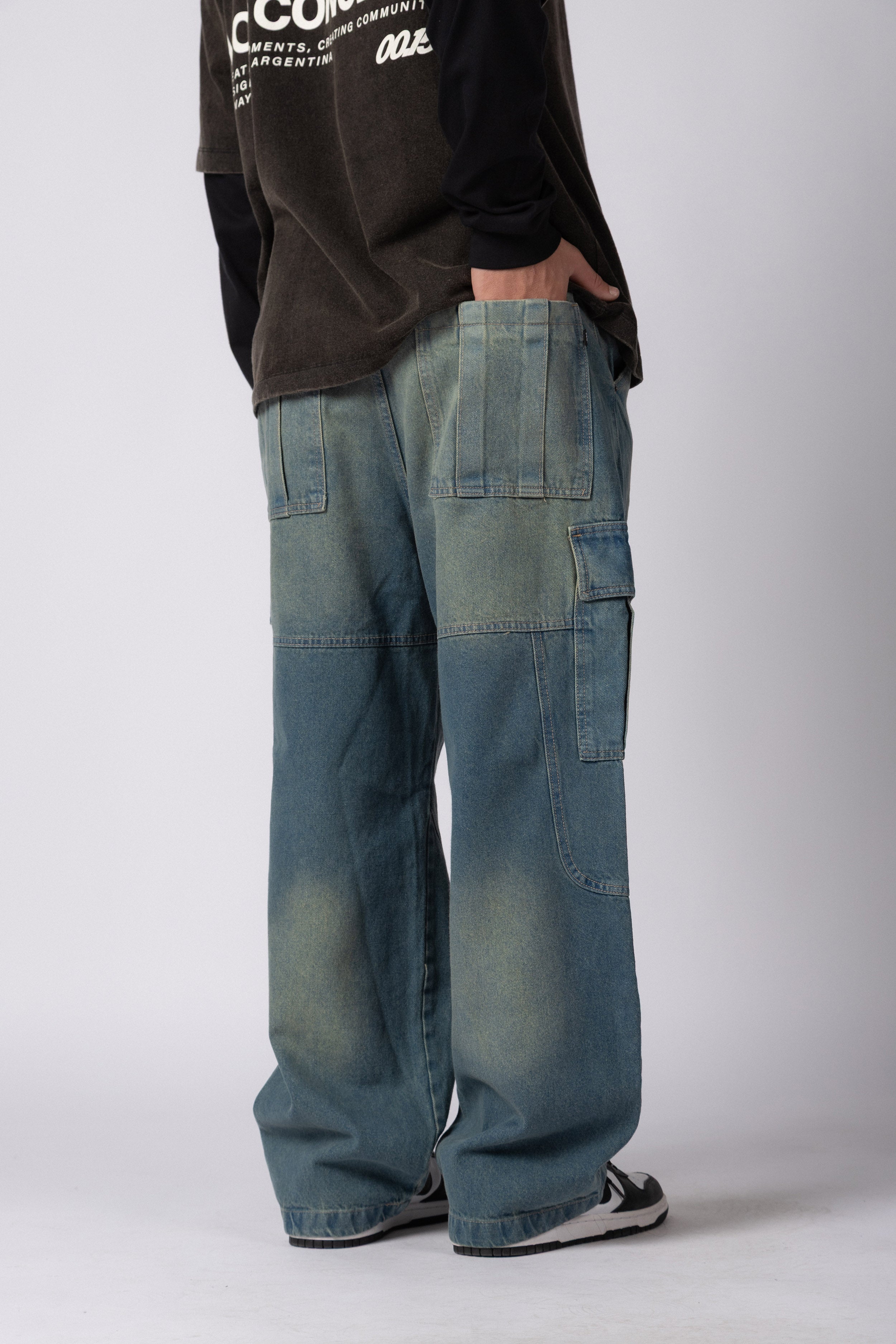 Jean Baggy Cargo Raw Oxid Blue