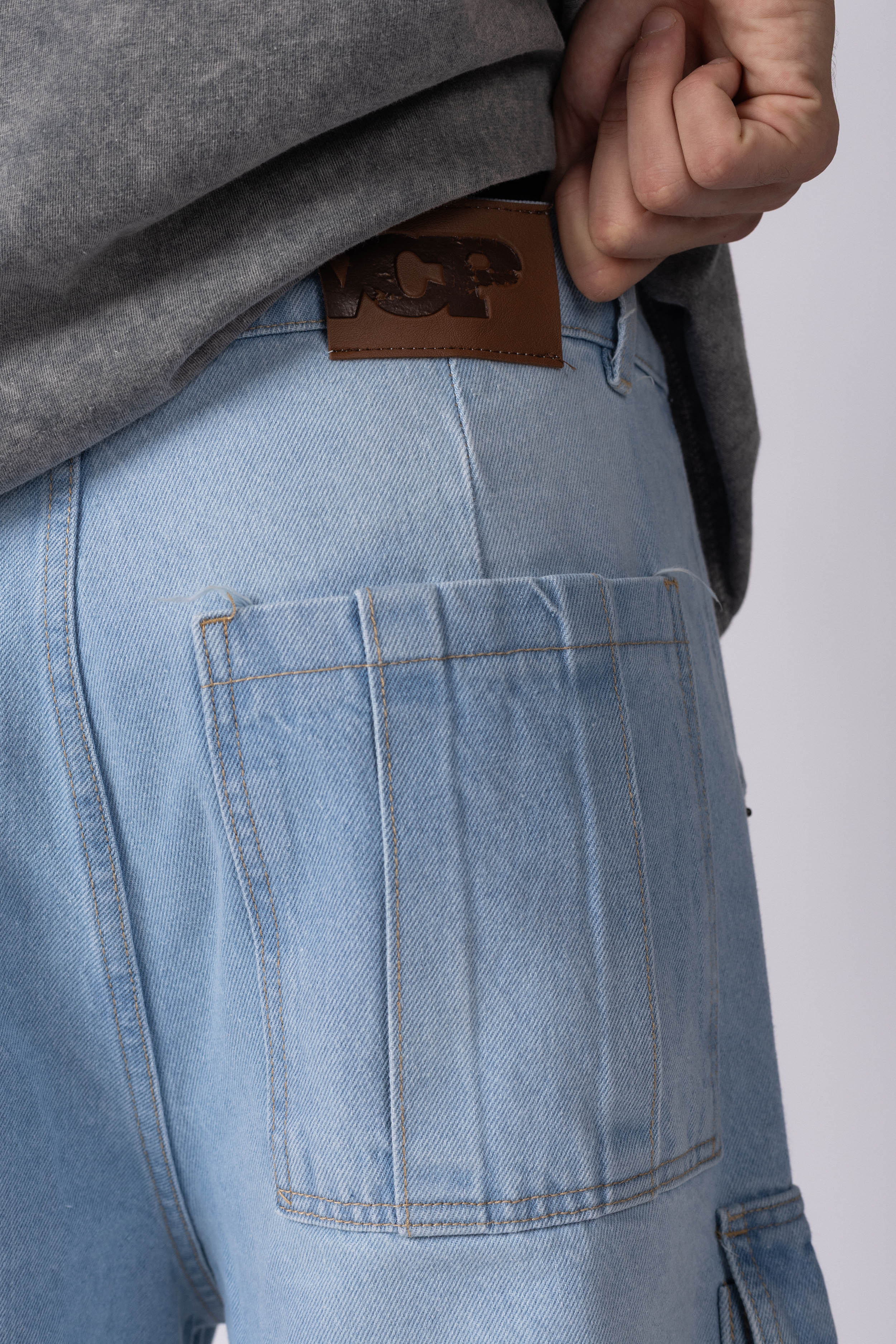 Jean Baggy Cargo Raw Sky