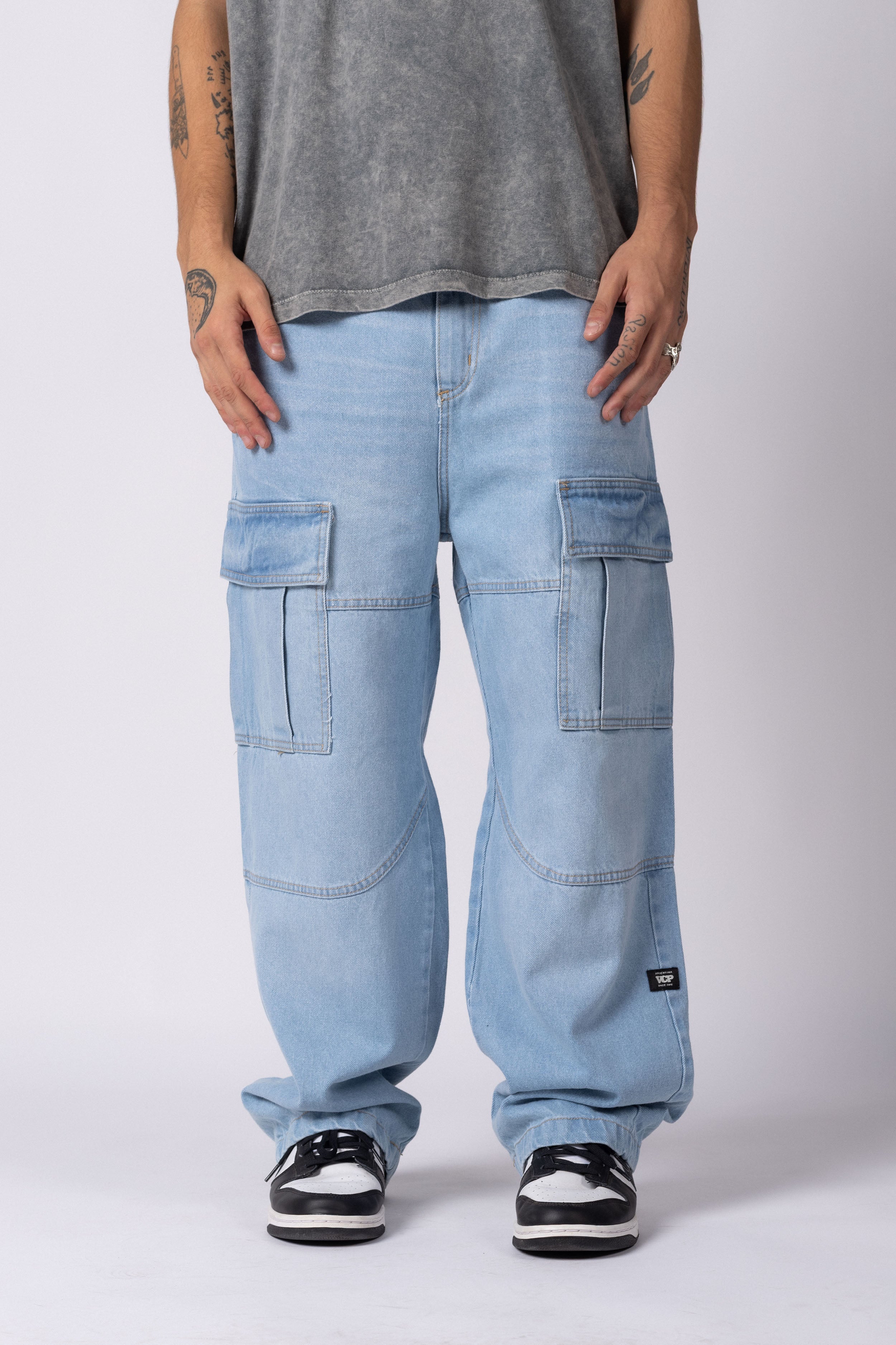 Jean Baggy Cargo Raw Sky