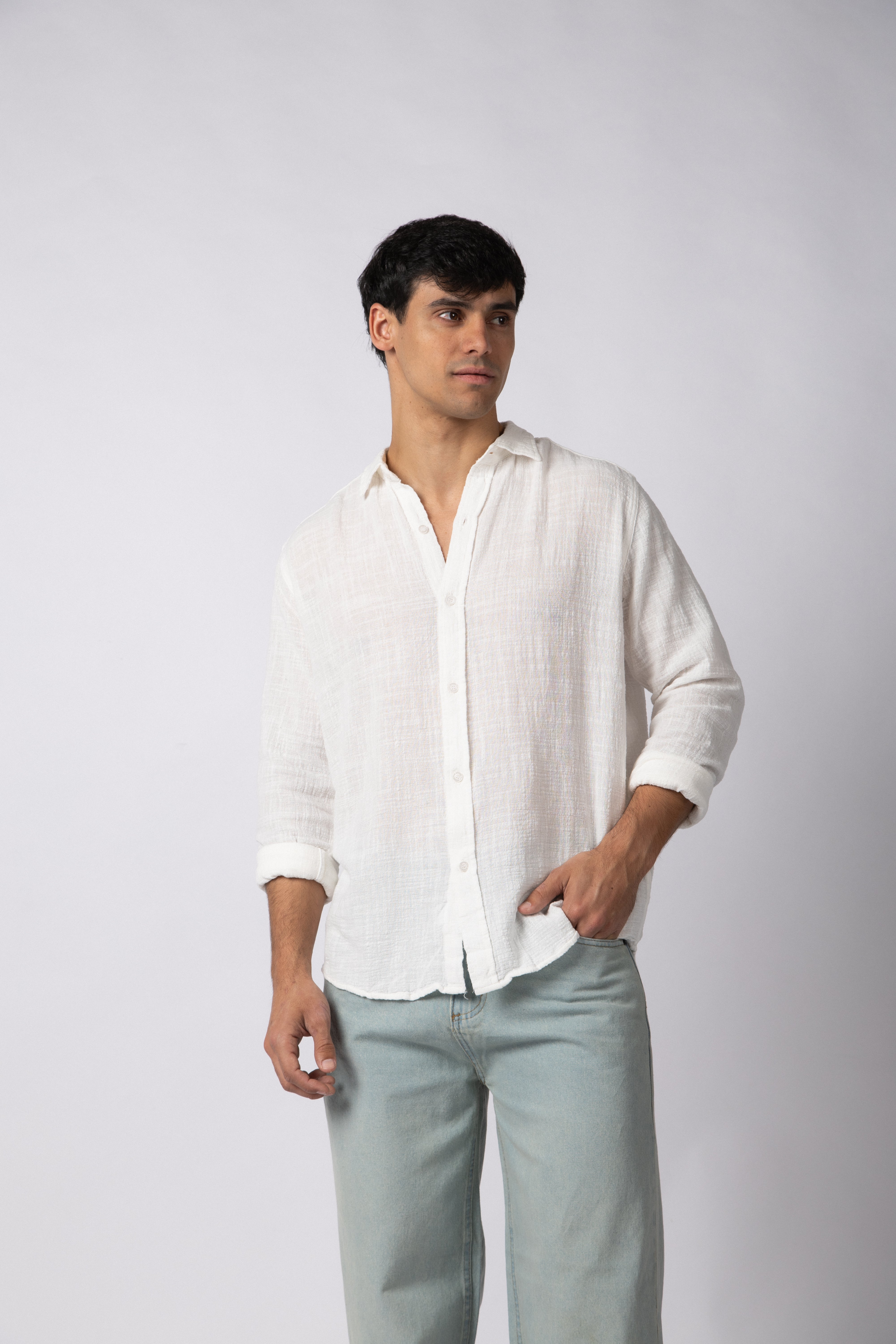 Camisa Manga Larga Lino Zen Blanca