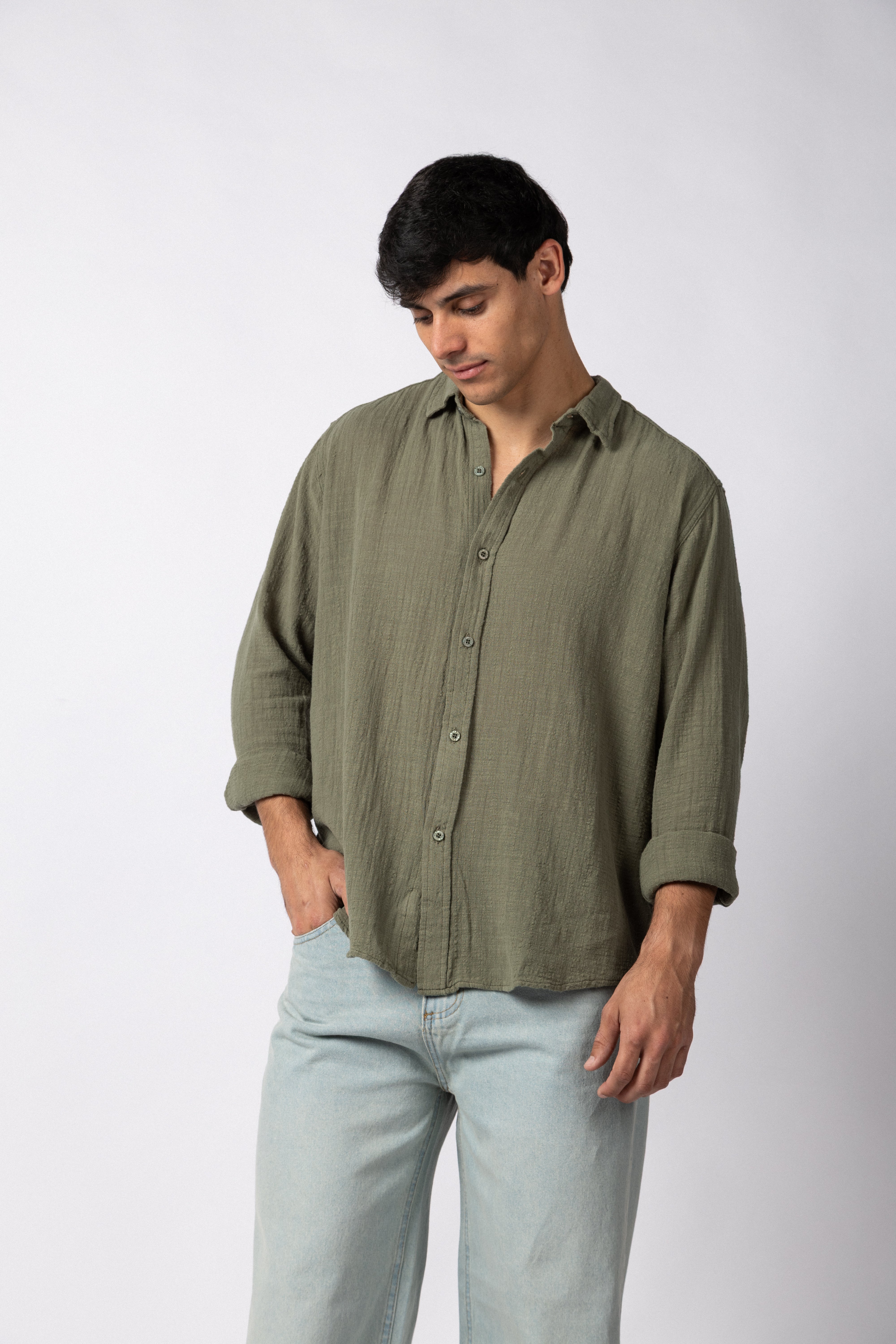 Camisa Manga Larga Lino Zen Militar