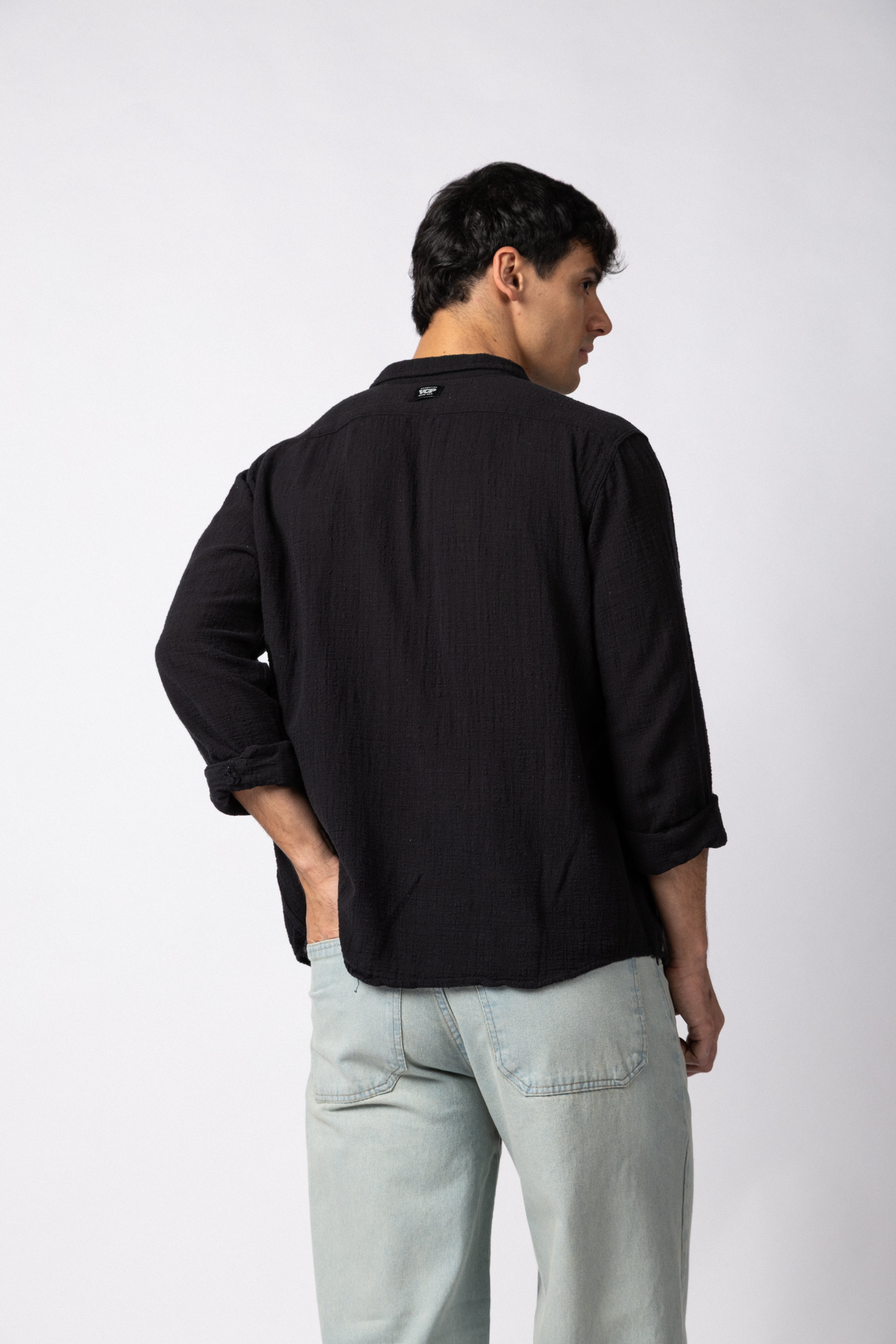 Camisa Manga Larga Lino Zen Negra